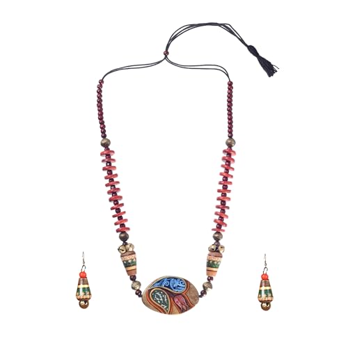Image of AAKRITI ART CREATIONS Handcrafted Women's Jewelry Set - Ethnic Necklace and Earrings, Fashion Accessories for Special Occasions & Celebrations