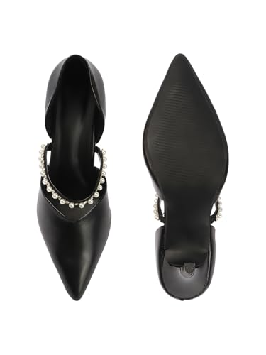 Image of TRYME Women's Close Pointed Toe Rhinestone Strap Pencil Heel Pump Sandals