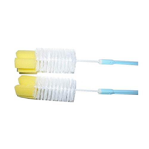 Portable Urinal Bedpan Brush Set of 2 Cleaning Brushes with Long Handled Sponge Plastic Head 48CM Yellow