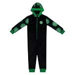 Celtic FC Official Football Gift Kids Fleece Hooded All-In-One Black 8-9 Years