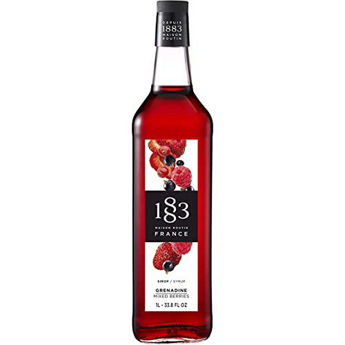 1883 Maison Routin Premium Mixed Berries Grenadine Syrup for Iced Tea, Cocktails & Mocktails Glass 1L