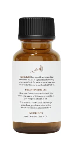 Calendula Oil - Premium Undiluted Carrier Oil | For Skin, Face, Body, Hair Revitalization | Vegan & Cruelty Free (1 Fl Oz) #TOP6