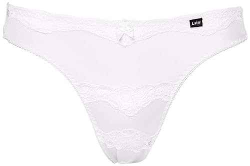 [ラ ポーム] メンズ レース付き ストレッチ Tバックショーツ 女装子 822008 ラポームブランド ホワイト