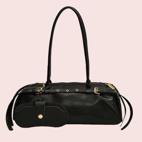 Boston Shoulder Bags for Women PU Leather Tote Bag Casual Bowling Bag Purse Retro Underarm Bag4