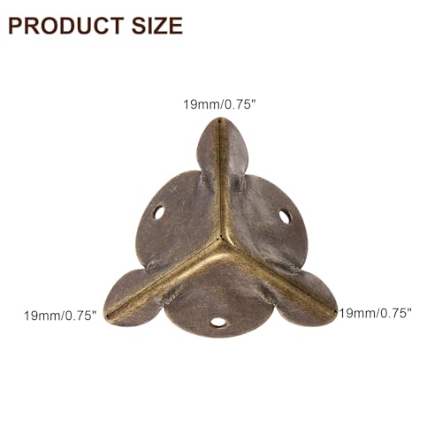 Image of uxcell 12 Pcs Box Edge Guard, 19mm Decorative Box Corner Cover, Corner Protector, Vintage Stair Dust Corners with Screws, Bronze