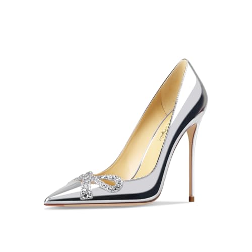 Image of Women's Pointed Toe Shallow Stiletto Heels 4.7 Inch Pumps Wedding Party Banquet Shoes
