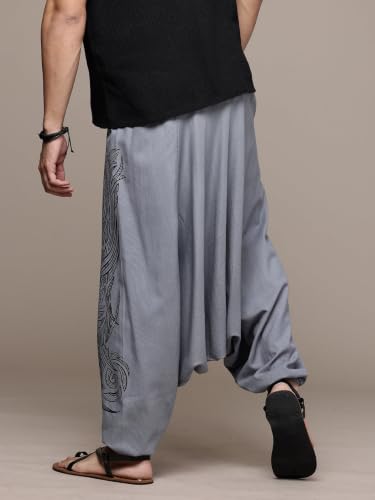 Image of The Veshti Company Printed Harem Pants for Men's Cotton Hippie Style Baggy Boho Yoga Pajama Pant with Pocket