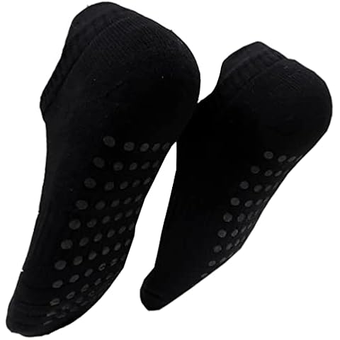 4 x Pairs Non Slip Yoga Pilates Socks Martial Arts Fitness Dance Barre, Anti-slip/Non-slip, Full Toe Ankle Grip Socks Uk Size (as8, numeric, numeric_3, numeric_5, regular, regular, Black) Cover