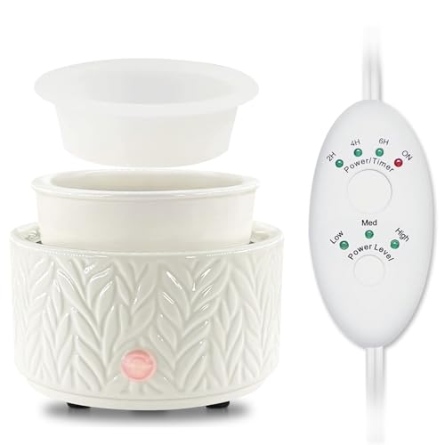 Wax Melt Warmer with Timer-3-in-1 Wax Melter Burner with Silicone Liner, Fragrance Warmer for...