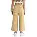 Girls Wide Leg Linen Capris Lightweight Casual Summer Elastic Waist Loose Kids Beach Pants for 4-14 Years with Pockets