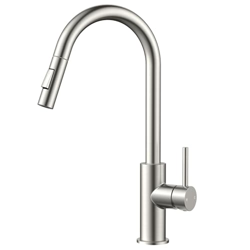 FORIOUS Brushed Nickel Kitchen Faucet with Pull Down Sprayer