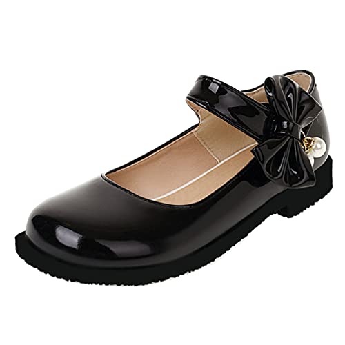 KOKOMOMO Womens Patent Leather Ballet Flats with Ankle Strap Bow Mary Janes