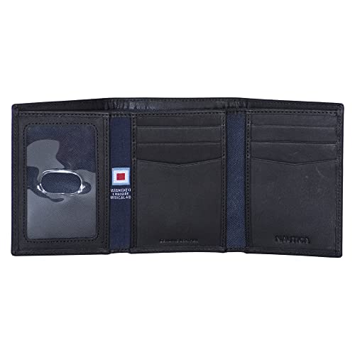 Nautica Men's Trifold Wallet | RFID Blocking Protection | ID Window | Card Slots | Genuine Leather | Durable2