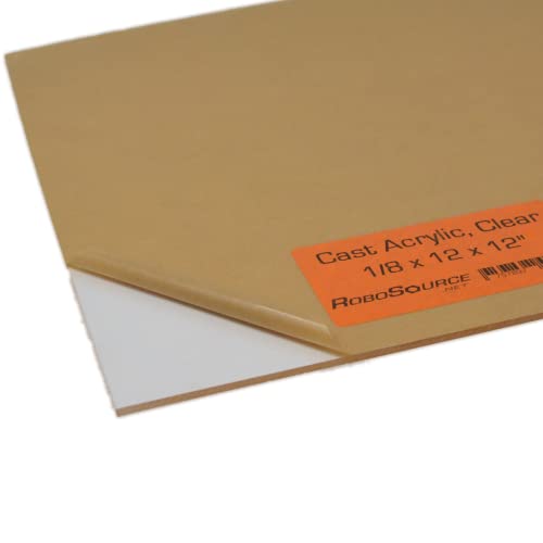 Image of Acrylic Plastic Sheet, Cast Acrylic for Laser Cutting /Engraving, Solid Vibrant Color, 12 inch X 12 inch X 0.118 inch (1 /8 inch), Plastic Sheet, Paper Film, Easy to Cut /Etch, DIY /Hobby, for Laser. (12x12, Clear, 1)