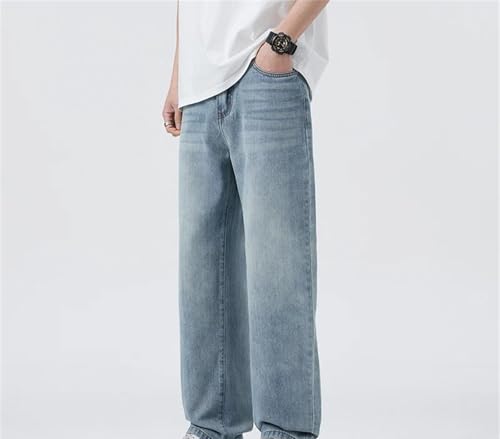 Mens Jeans Straight Leg Loose Vintage Solid Color Wide Leg Pants High Street Casual Denim Wear3