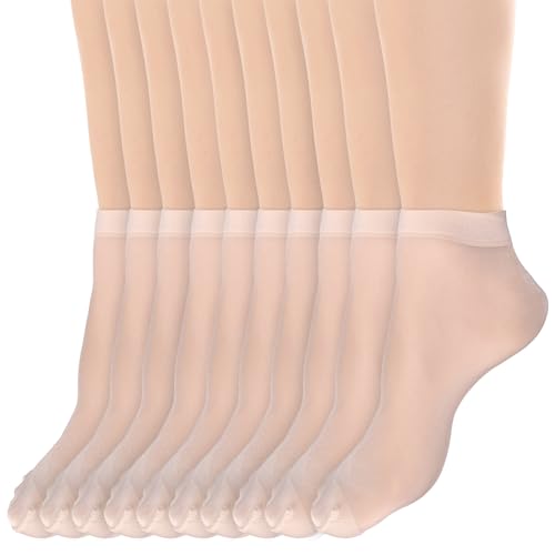 BOHUIZ 10 Paar durchsichtige Söckchen aus dünnem Nylon, transparent knöchelhohe Strumpfwarensocken kurze Kleiderstrümpfe für Damen