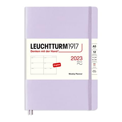 LEUCHTTURM1917 365965 Wochenkalender, Softcover, Medium 2023, 12 Monate, Lilac Cover