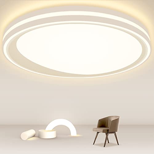 öuesen Plafonnier LED 24W, Luminaire Plafonnier Blanc Chaud 4000K 2100LM IP44 Étanche, Lampe de Plafond Moderne Rond pour salle de bain Balcon Couloir Salon Chambre Cover