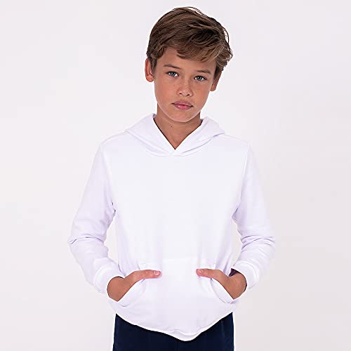 Agasalho De Moletom basicamente. Lisa, criança-unissex, Branco, 6