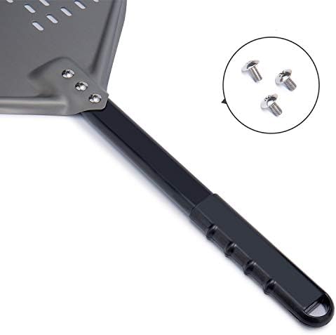 G.a HOMEFAVOR 12inch Perforated Pizza Peel, Professional Rectangular Pizza Paddle, Hard Anodized Aluminum Turning Pizza Oven Peel 12x14 Inch Blade