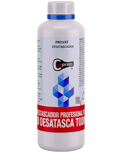 CESPRAM PROVAT Desatascador Tuberías Profesional Químico 1 L (2 kg), Atascos Difíciles, Fregadero, WC y Ducha, Sin Dañar Tuberías (1Unidad).