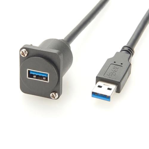 Flaroey Extensión USB 3.0 Tipo D -Femmina Convertidor de Montaje en Panel XLR Tipo A Acoplamiento con para Chasis USB A