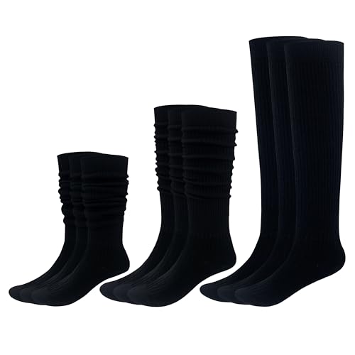 Image of MAGIARTE Women's Cotton Slouch Socks Knee High Boot Length Soft Scrunch Chunky Stacked Socks 3 /5 /8 PACK