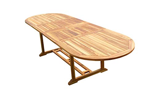 Confort & Loisirs Table Ovale en Teck Aspect huilé HAASI L.200-300 P.100 cm Cover