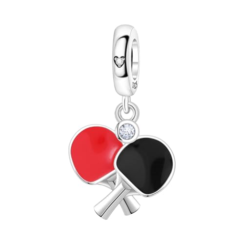 PANPOKI Pendentif sport et loisirs en argent sterling 925 pour femme – Musique, volley-ball, tennis de table, bowling, tennis, surf | pour bracelets et colliers à breloques, 1, Argent sterling, Zircon