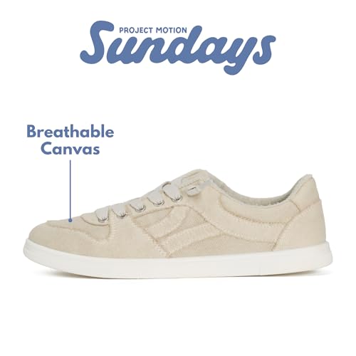 Image of Sundays Canvas Sneakers Women - Memory Foam Insole with Breathable Canvas Shoes for Women Footwear - Non-Slip with Lightweight and Comfortable Womens Sneakers