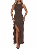 UNCOOYEE Cocktail Dresses For Women Sexy High Slit Mesh Wedding Guest Dress