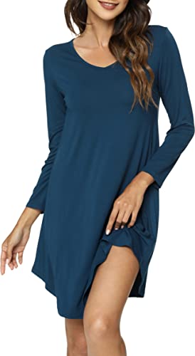 Image of GYS Womens Bamboo Viscose Nightgown Super Soft Lightweight Night Shirts for Sleeping