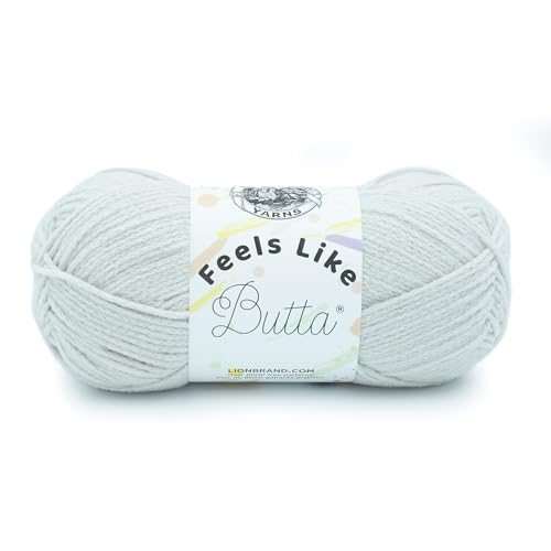 Image of Lion Brand Yarn, Feel Like Butta Velvety Soft Yarn for Knitting, Crochet, and Crafts, Rainy Day, 1 Pack, Chenille Like Fiber for Plush Baby Blankets, Amigurumi Toys, and Worsted Weight Sweaters