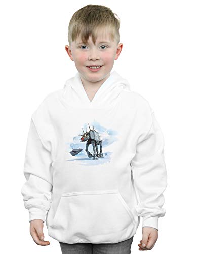 Absolute Cult Star Wars Boys Christmas AT-AT Reindeer Hoodie White 9-11 Years