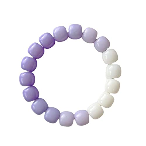 Bracelet en perles de jade Bodhi violet blanc dégradé pour hommes et femmes