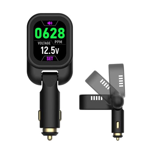 Car CO2 Monitor Plug-in No Battery Needed Real-Time 10s Sampling Rotatable Color Screen Beep Alarm for High CO2 Fits 12V/24V Vehicles