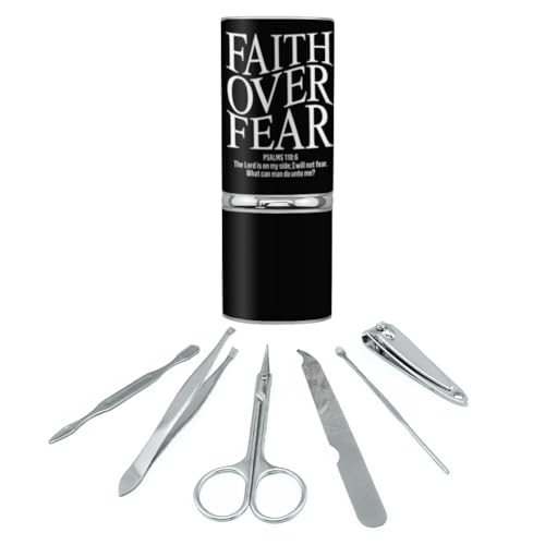 GRAPHICS & MORE Christian Faith Over Fear Stainless Steel Manicure Pedicure Grooming Beauty Care Travel Kit