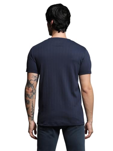 Image of JACK & JONES Men Solid Round Neck Cotton Slim Fit T-Shirt
