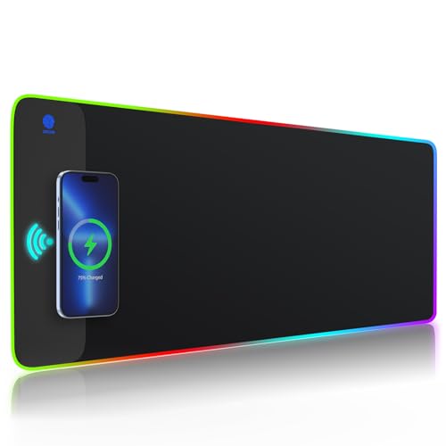 iLeadon RGB Gaming Mouse Pad, Wireless Charging Mouse Pad 5/7.5/10/15W ...