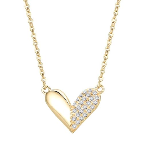Collier demi coeur or de création artisanale bijou élégant plaqué or