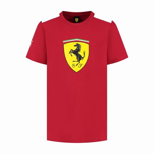 Camiseta PUMA Ferrari de niños con cuello redondo y el gran logo de Scudetto