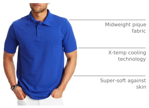 Image of Hanes Men's X-Temp Short Sleeve Polo Shirt, Midweight Men's Shirt