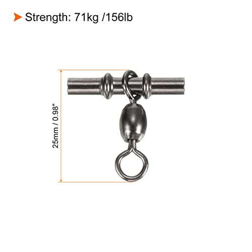 PATIKIL Sleeve Swivel, 10Pcs 156lb Stainless Steel Cross Line 3 Way Fishing Terminal Tackle, Black, Silver - Image 2
