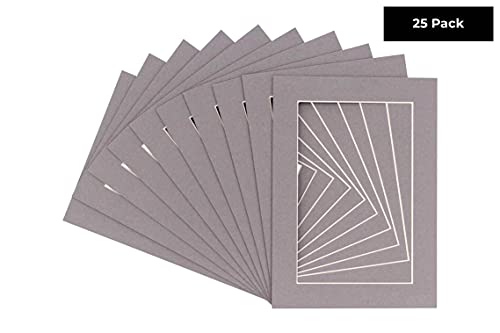 8x10 Mat for 5x7 Photo - Precut Charcoal Picture Matboard for Frames Measuring 8 x 10 Inches - Bevel Cut Matte to Display Art Measuring 5 x 7 Inches - Acid Free Pack of 25 MATS