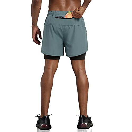 Lulucleaf Running Shorts For Men With Liner Mens 2 In 1 Workout Athletic Yoga Shorts (Arona Blue, M) #TOP2
