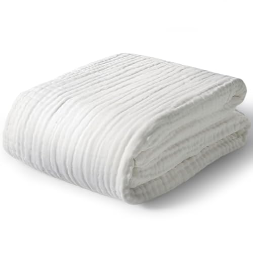 tecopeco[テコペコ] ガーゼケット 6重 ～ぽこぽこ可愛い～ 綿100％ オーガニックコットン タオルケット シングル 140×190cm 肌掛け布団 吸湿 通気 軽量 大人 子供 赤ちゃん 冬用 夏用 オールシーズン（マシュマロ）のサムネイル