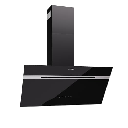 Klarstein Alina Dunstabzugshaube - 80cm Kopffreihaube, 600 m³/h Luftstrom, Touch Control, A Energieeffizienz, LED-Beleuchtung, Umluft & Abluft, Schwarz