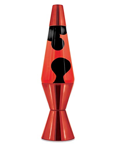 Spencer Gifts Lava Lamp - 14.5 Metallic - The Original Motion Lamp - Black Wax and Red Liquid with Metallic Red Base Exclusive