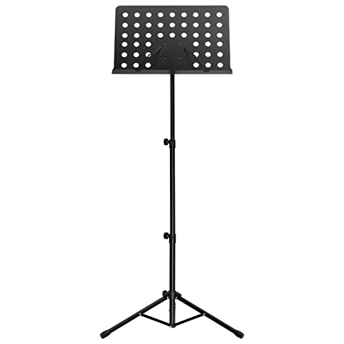 Alimorden 1 Dual-Use Protable Sheet Music Stand, Metal Desktop Tripod Music Book Stand & Orchestral Sheet Stand, Black #TOP30