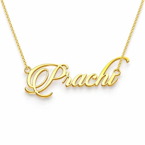 Image of Prachi Cursive Gold & Silver Name Pendant Necklace, Best Jewelry Gift for Girls.